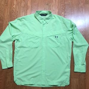 Men’s XL neon green UA shirt.